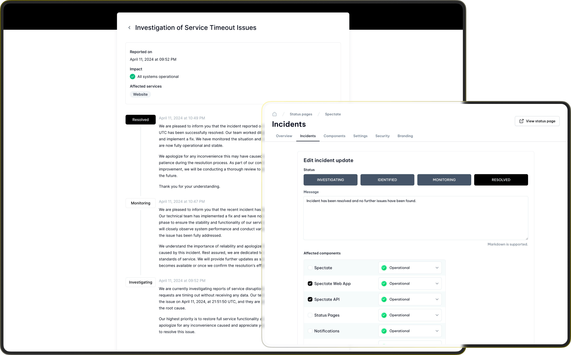 AI-powered status pages